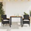 vidaXL 3-tlg. Garten-Essgruppe mit Kissen Schwarz Poly Rattan Akazie