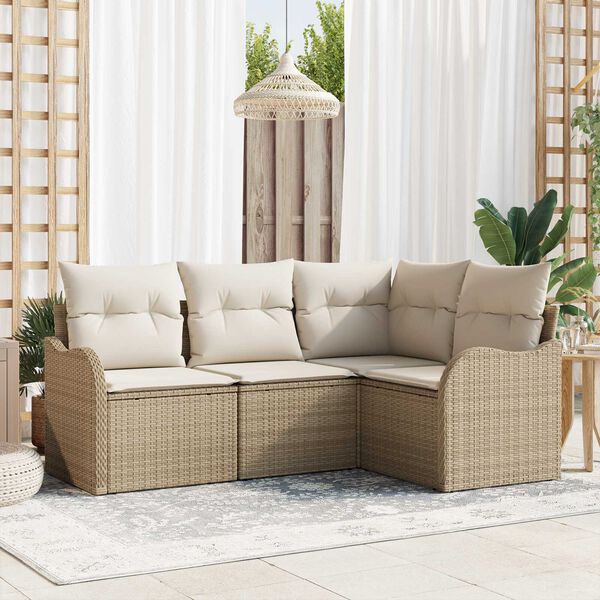 vidaXL Gartensofa-set 4 pcs Beige Poly-Rattan