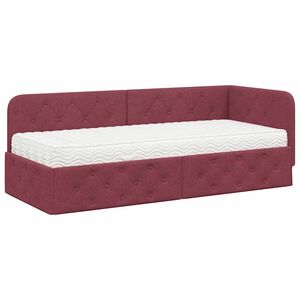 vidaXL Eckbettgestell Weinrot 80 x 200 cm Stoff