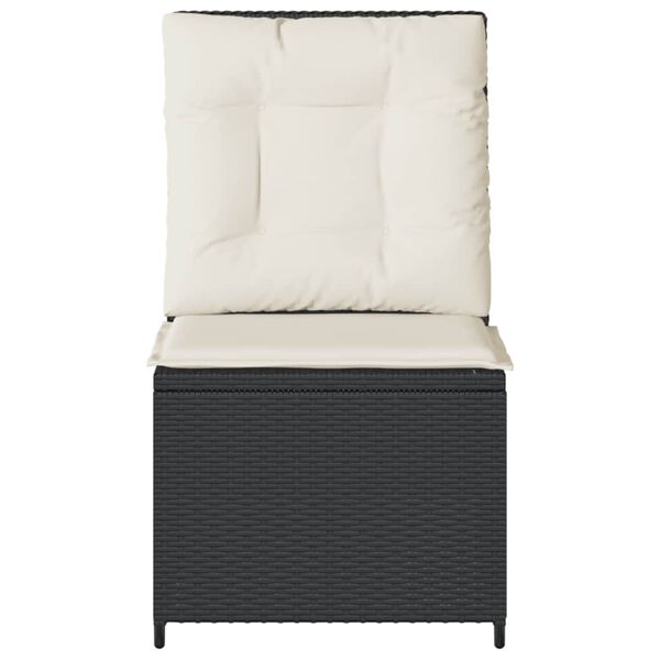 vidaXL Gartensessel mit Liegefunktion und Kissen Schwarz Poly Rattan