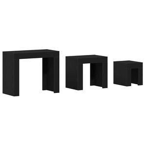 vidaXL Satztische 3 pcs Schwarz Eichen-Optik Holzwerkstoff