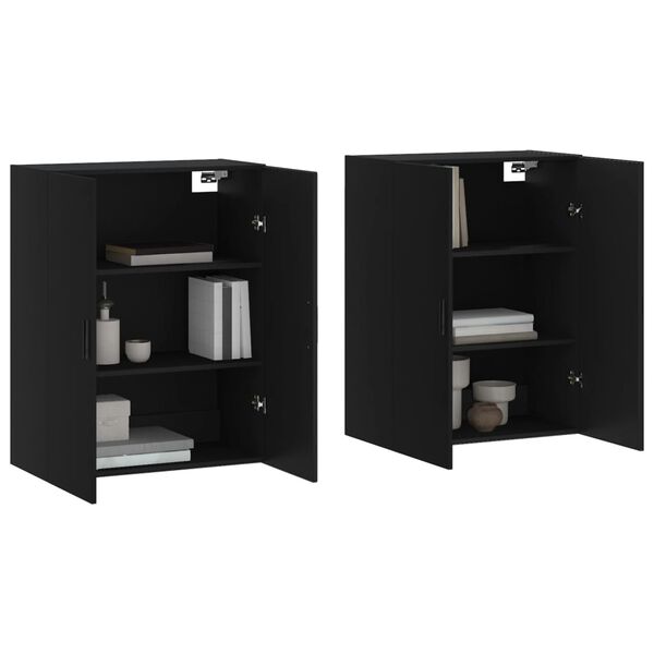 vidaXL Wandschr&auml;nke 2 Stk. Schwarz 69,5x34x90 cm