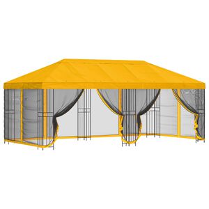 vidaXL Pavillon mit Seitenw&auml;nden 6 x 3 m Gelb Polyester und Stahl