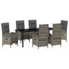 vidaXL Garten Essgruppe mit Kissen 7 pcs Grau Poly-Rattan