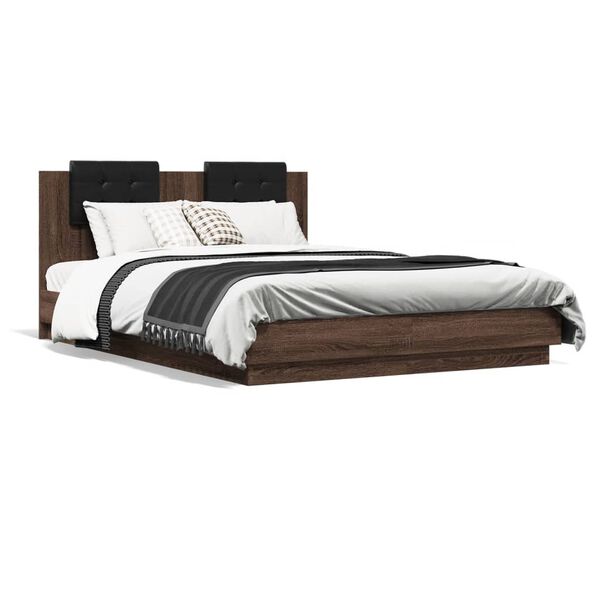 vidaXL Bettgestell mit Kopfteil Braun Eichen-Optik 150x200 cm