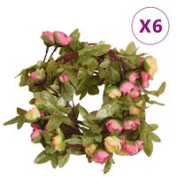vidaXL Künstliche Blumengirlanden 6 Stk. Rosa 215 cm