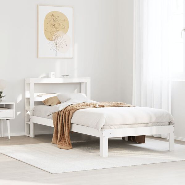 vidaXL Bettgestell mit Kopfteil ohne Matratze Wei&szlig; 90x200 cm