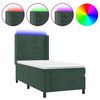 vidaXL Boxspringbett mit Matratze & LED Dunkelgr&uuml;n 100x200 cm Samt