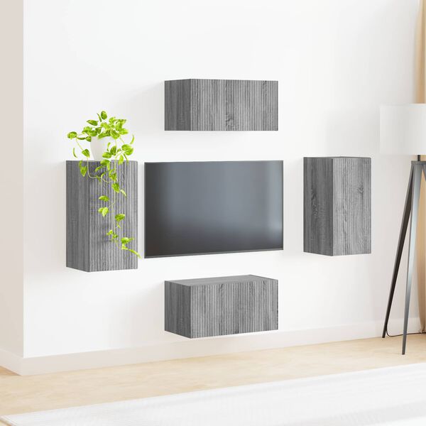 vidaXL TV-Schrankset 4 pcs Graues Sonoma Holzwerkstoff