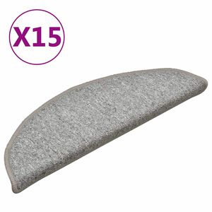 vidaXL Stufenmatten 15 Stk. 56x17x3 cm Hellgrau Halbrund