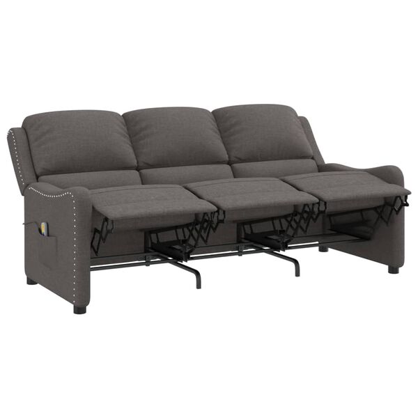 vidaXL 3-Sitzer Massagesessel Dunkelgrau Stoff