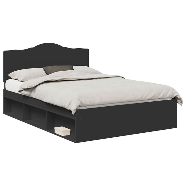 vidaXL Bettrahmen Schwarz 140 x 200 cm Massives Kiefernholz
