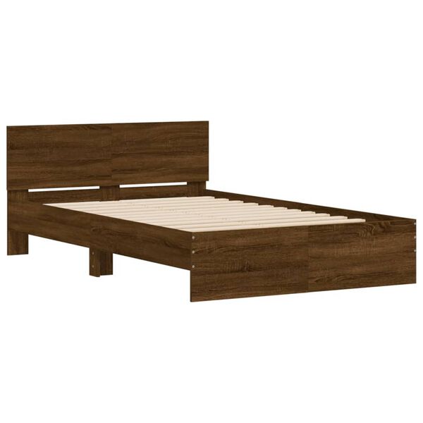 vidaXL Bettgestell mit Kopfteil Braun Eiche-Optik 135x190 cm