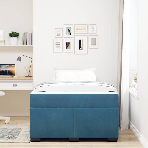 vidaXL Bettrahmen mit Matratze Dunkelblau 120 x 200 cm Stoff