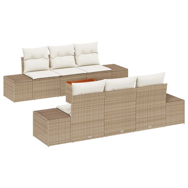 vidaXL Garten-Sofa-Set 7 pcs Beige und Wei&szlig;