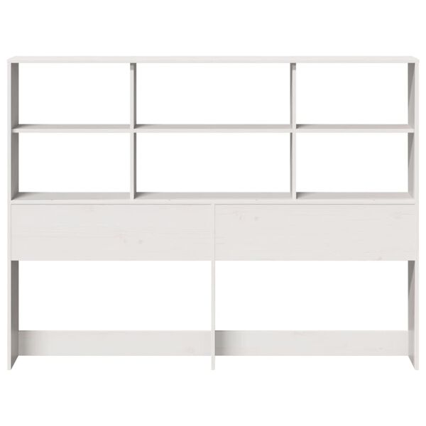 vidaXL Kopfteil mit Stauraum Wei&szlig; 140 cm Massivholz Kiefer