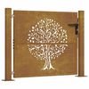 vidaXL Gartentor 100x75 cm Cortenstahl Baumdesign