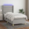 vidaXL Boxspringbett mit Matratze & LED Hellgrau 90x190 cm Stoff