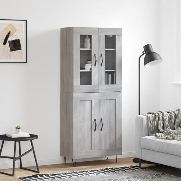vidaXL Highboard Grau Sonoma 69,5x34x180 cm Holzwerkstoff