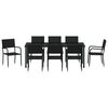 vidaXL Garten Essgruppe mit Kissen 9 pcs Schwarz Poly-Rattan