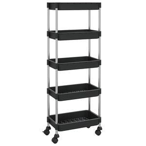 vidaXL K&uuml;chenwagen 5 Etagen Schwarz 42x29x128 cm Eisen und ABS