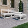 vidaXL 4-tlg. Garten-Lounge-Set Wei&szlig; Massivholz Kiefer