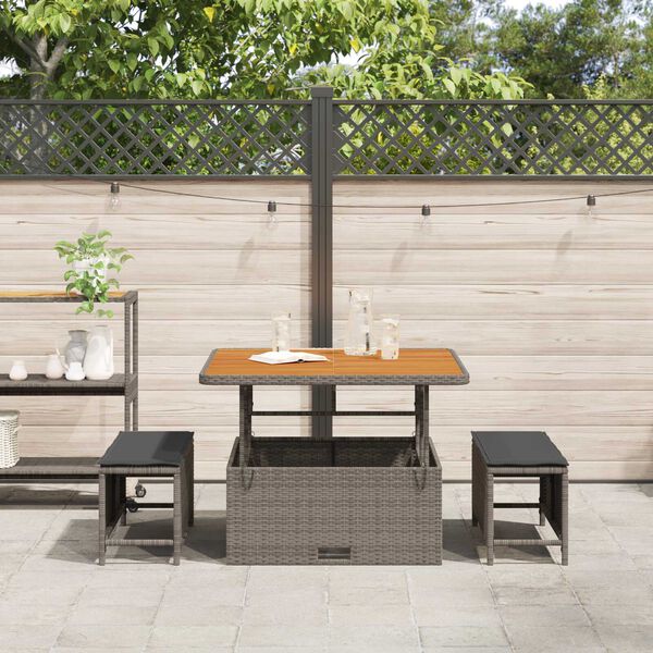 vidaXL Garten Essgruppe Grau Poly-Rattan