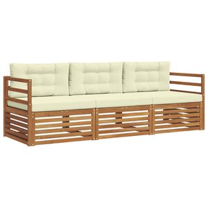 vidaXL Outdoor-Sofagarnitur mit Kissen 3 pcs Natur und Creme