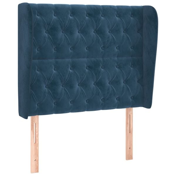 vidaXL Kopfteil mit Ohren Dunkelblau 103x23x118/128 cm Samt