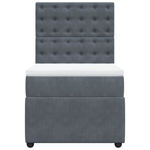vidaXL Boxspringbett mit Matratze Dunkelgrau 90x190 cm Samt