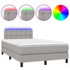 vidaXL Boxspringbett mit Matratze & LED Hellgrau 120x200 cm Stoff