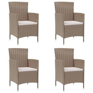 vidaXL Gartenst&uuml;hle mit Kissen 4 Stk. Poly Rattan Beige