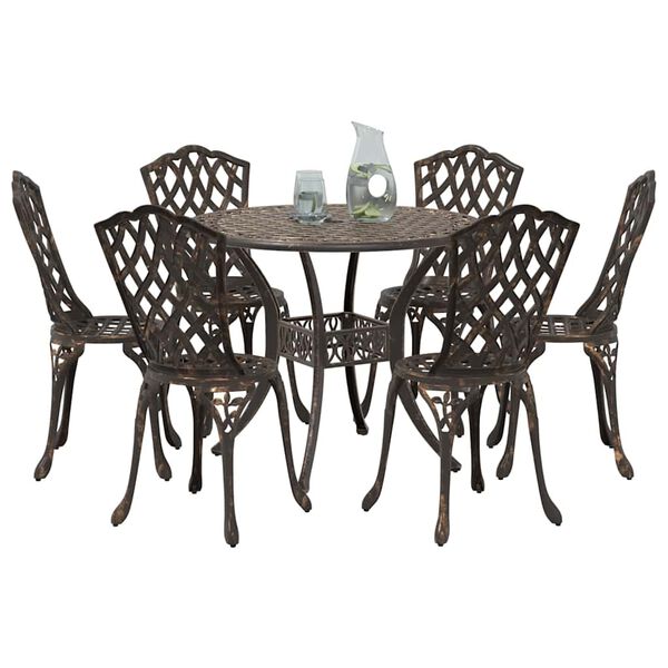 vidaXL Garten Essgruppe 7 pcs Bronze Aluminium