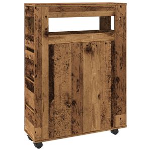 vidaXL Badschrank Schmal mit Rollen Altholz-Optik Holzwerkstoff