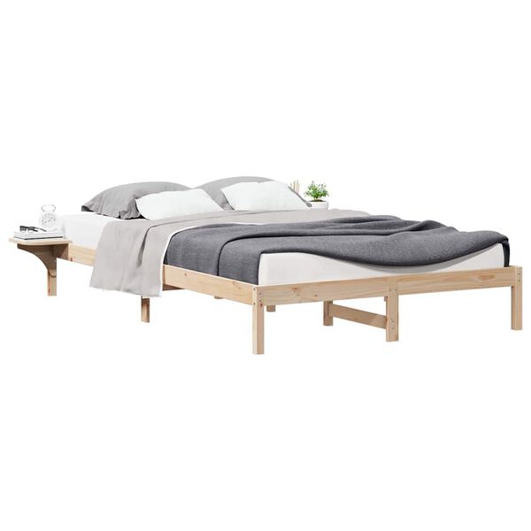vidaXL Bettgestell mit Nachttischen Natur 160 x 210 cm