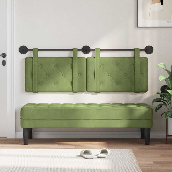 vidaXL H&auml;ngevorderseite Wandmontiert Hellgr&uuml;n 130 x 55 x 5 cm Samt