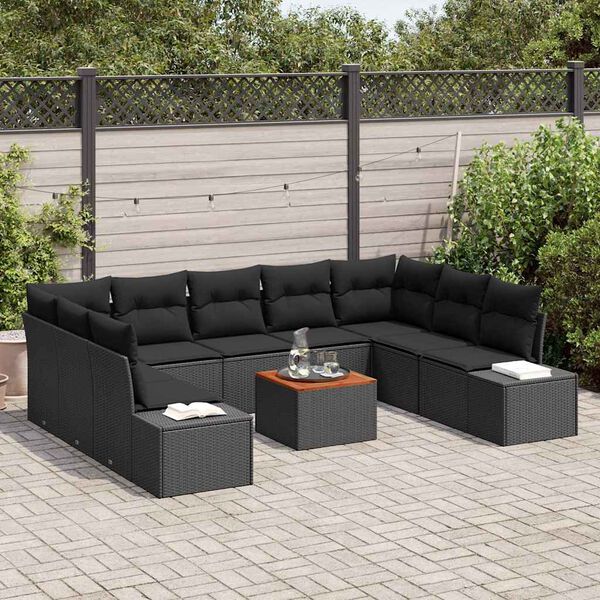 vidaXL Garten-Sofa-Set 10 pcs Schwarz