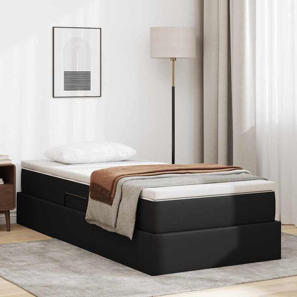 vidaXL Aufbewahrungsbett mit Matratze Schwarz 90 x 200 cm Kunstleder