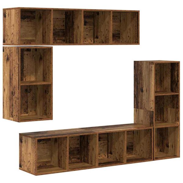 vidaXL TV-Schrankset Wandmontiert 4 pcs Altholz Holzwerkstoff