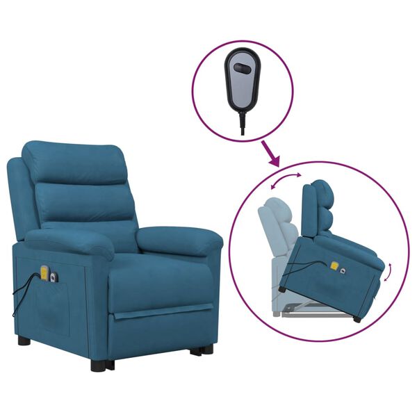 vidaXL Massagesessel mit Aufstehhilfe Blau Samt