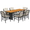 vidaXL 7-tlg. Garten-Essgruppe mit Kissen Schwarz Poly Rattan