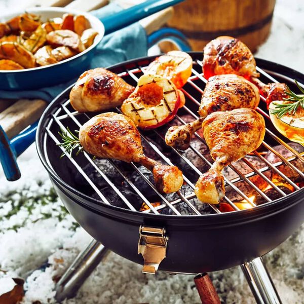 HI Mini-Holzkohlegrill Schwarz