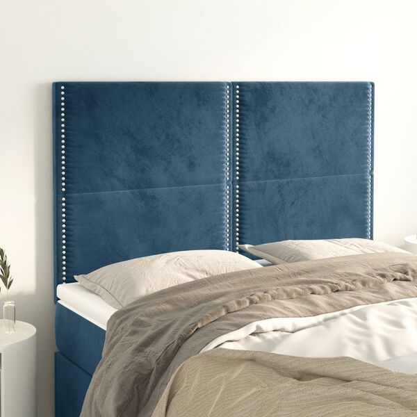 vidaXL Kopfteil Dunkelblau 144x5x118/128 cm Samt