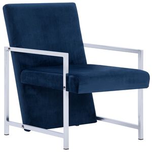 vidaXL Sessel mit verchromten F&uuml;&szlig;en Blau Samt