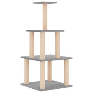 vidaXL Kratzbaum mit Sisal-Kratzs&auml;ulen Hellgrau 111 cm