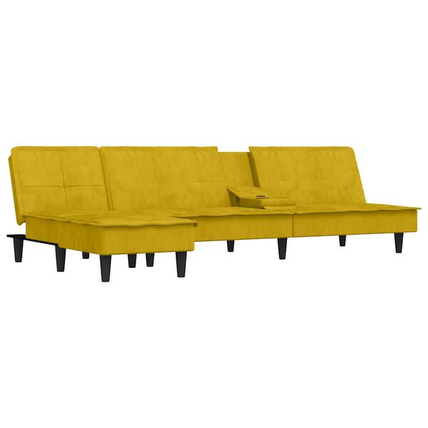 vidaXL Schlafsofa in L-Form Gelb 255x140x70 cm Samt