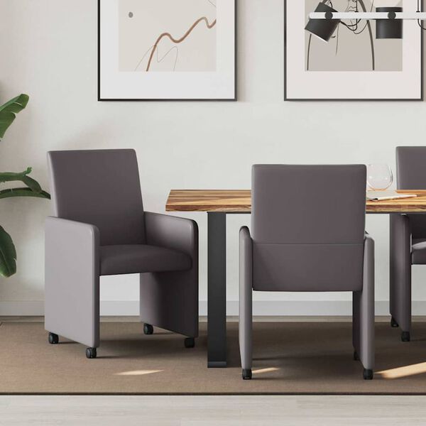 vidaXL Esszimmerst&uuml;hle mit Rollen 2 pcs Grau 57 x 66 x 94 cm