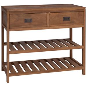 vidaXL Badezimmerschrank Natur 90 x 45 x 75 cm Massivholz Teak