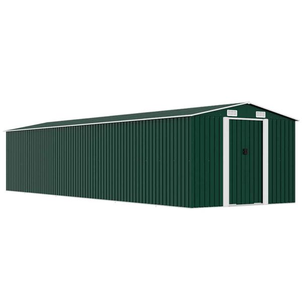 vidaXL Ger&auml;tehaus Gr&uuml;n 257x779x181 cm Verzinkter Stahl