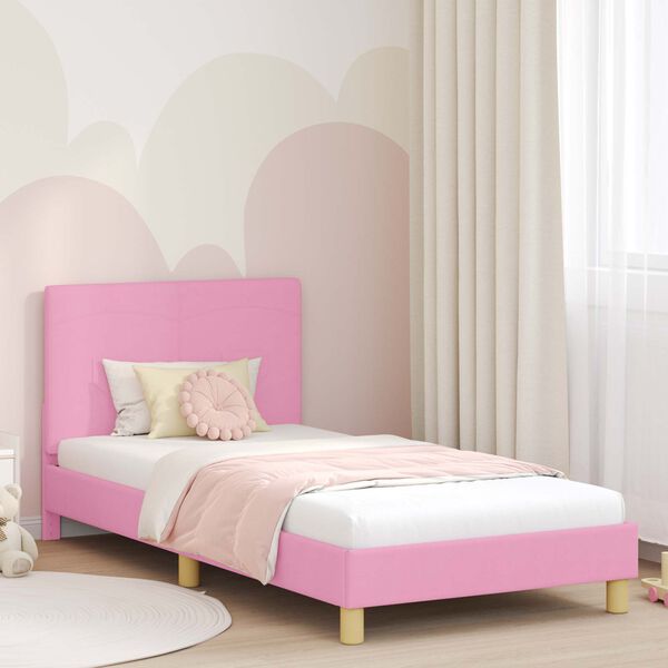 vidaXL Kinderbettgestell mit Kopfteil Rosa 90 x 190 cm Stoff